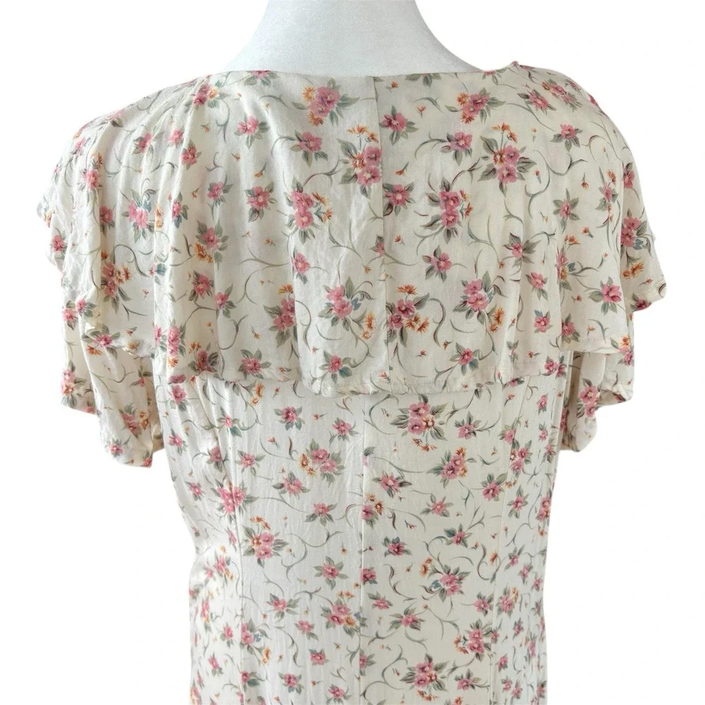 Vintage Floral Maxi Dress 11/12 Modest Cottagecore Feminine Button Coquette - Picture 5 of 7